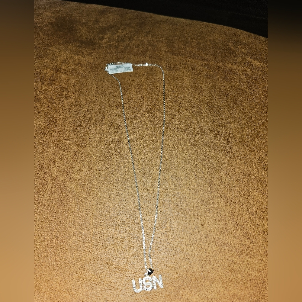 USN UNITED STATES NAVY STERLING SILVER 925 18 IN. NECKLACE 1/4 CTTW DIAMONDS